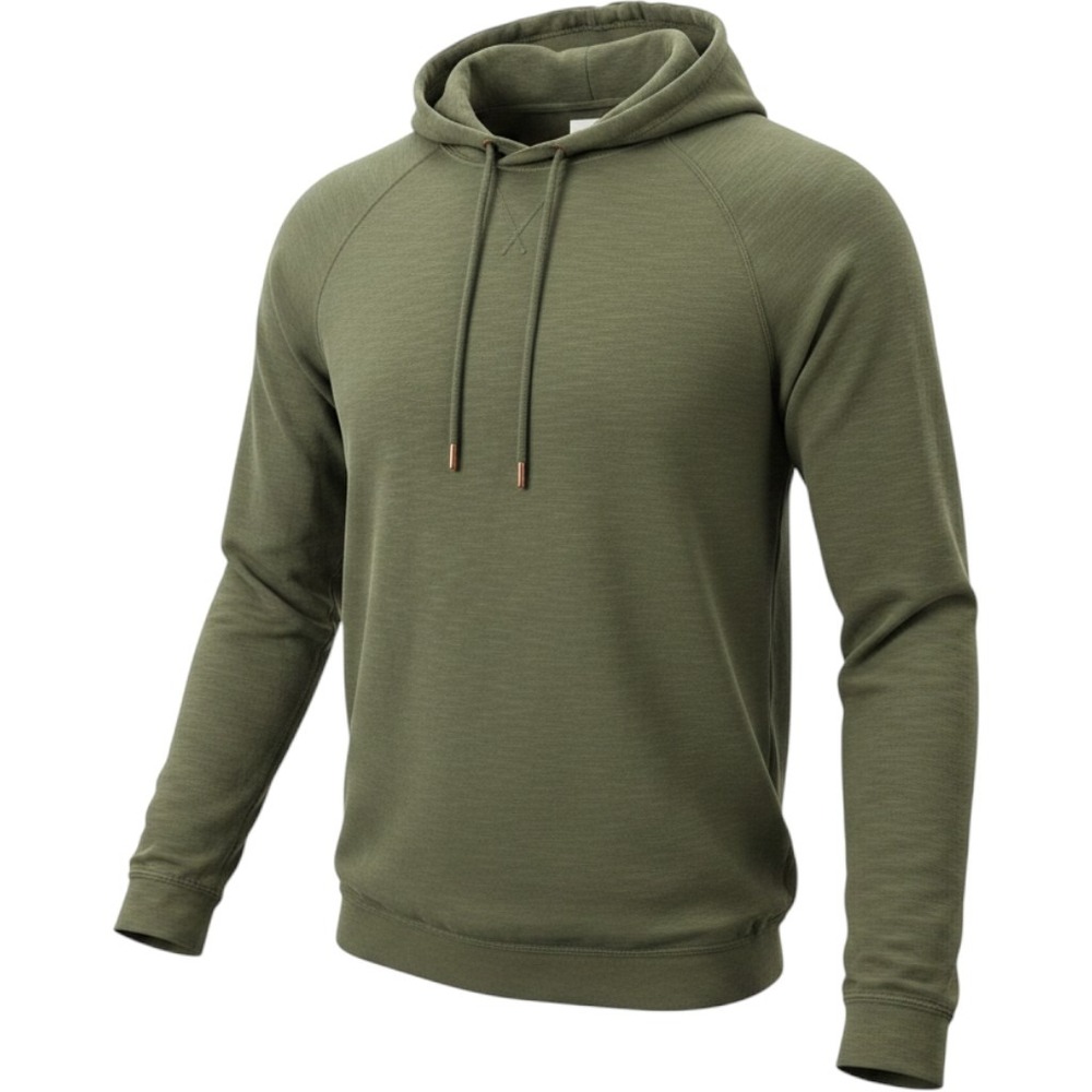 Good Man Brand Mens XL Olive Green Slub Knit Long Sleeve Hoodie Shirt Pullover